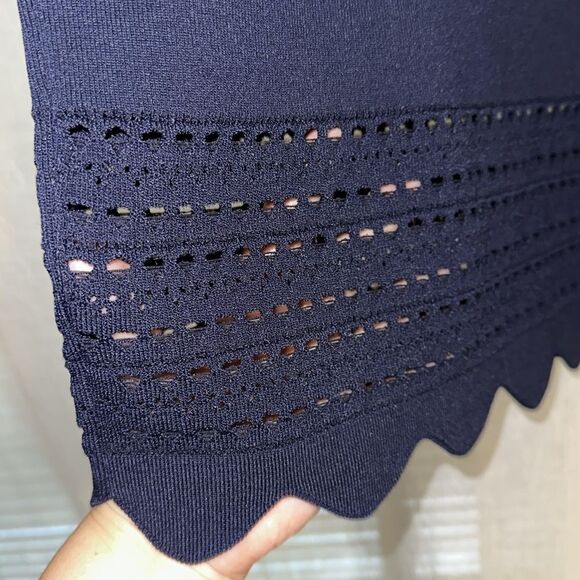 Ted Baker 5 - 12 Navy Scalloped Eyelet Knit Detail Back Zip Pencil Skirt - Picture 7 of 11